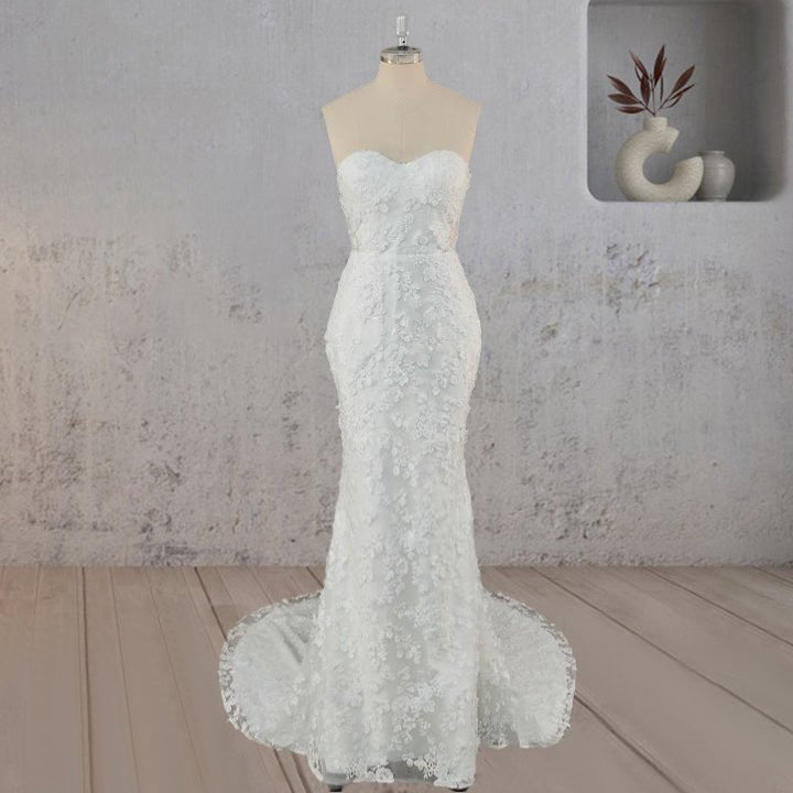 Mermaid Lace Blossom Low Back Wedding Dress