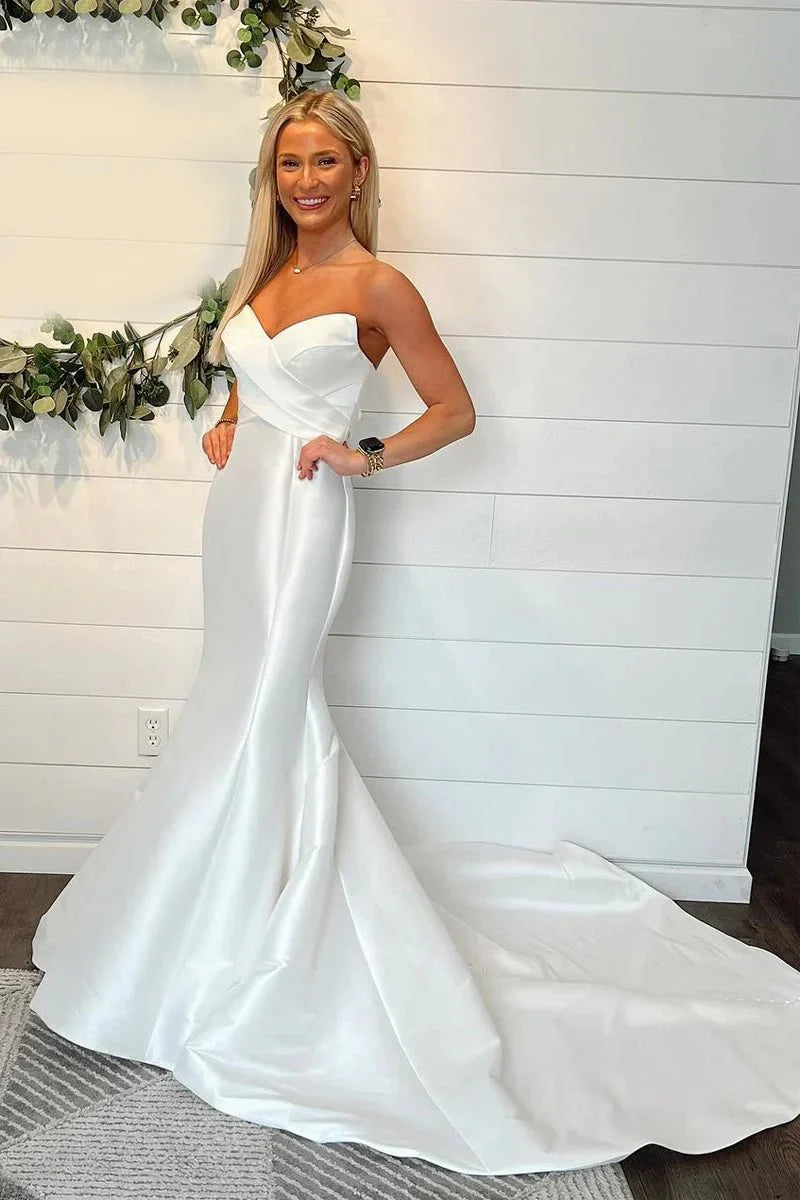 Mermaid Strapless Satin Wedding Dresses