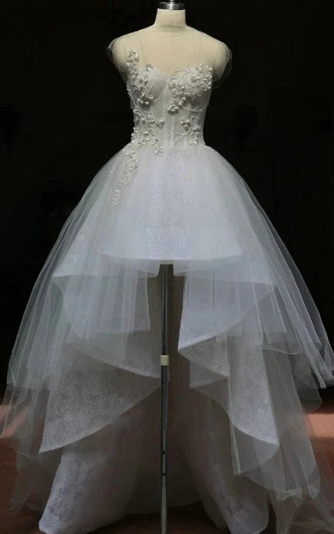 Mini High Neck Sleeveless Bell Beading Zipper Keyhole Tulle Lace Dress