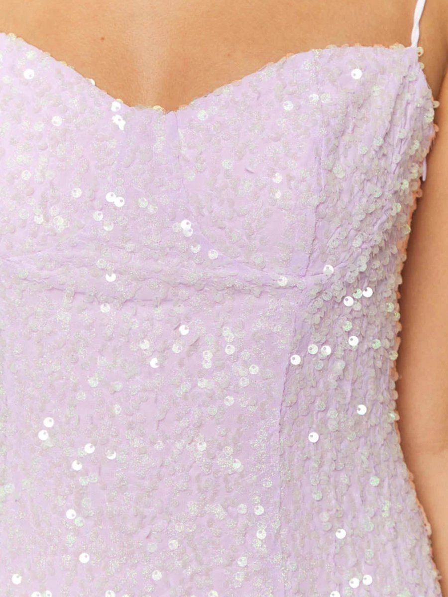 Omia | Lilac - Spaghetti Straps A Line Sequins Short Homecoming Dresses