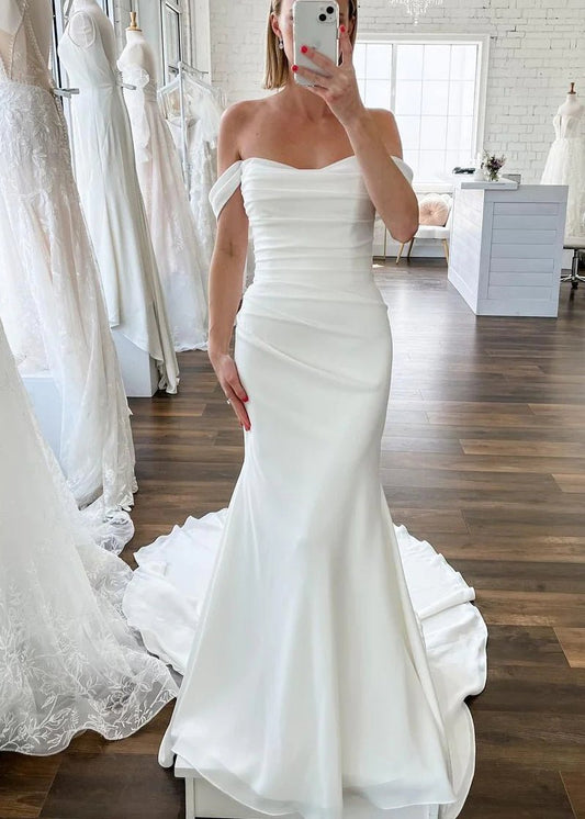 Hariklia | Elegant Mermaid Off the Shoulder Elastic Long Wedding Dresses