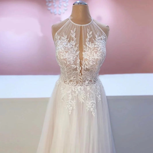 A-line Lace Tulle Wedding Dress Boho Style Online
