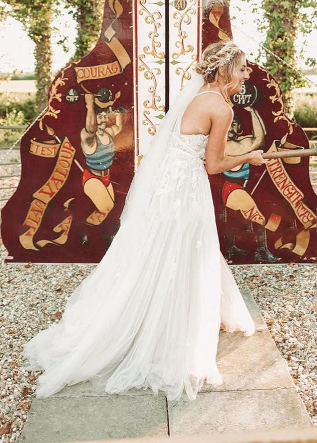 Boho Lace Wedding Dresses A Line Princess