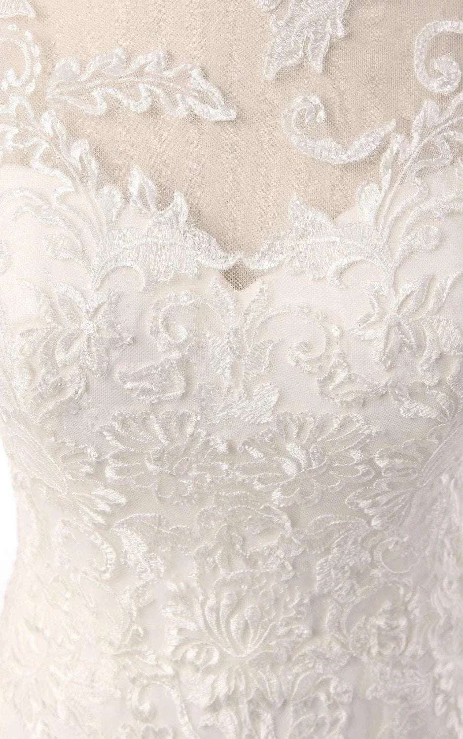 Uri | Mermaid Long Sleeve Lace Dress With Embroideries Illusion