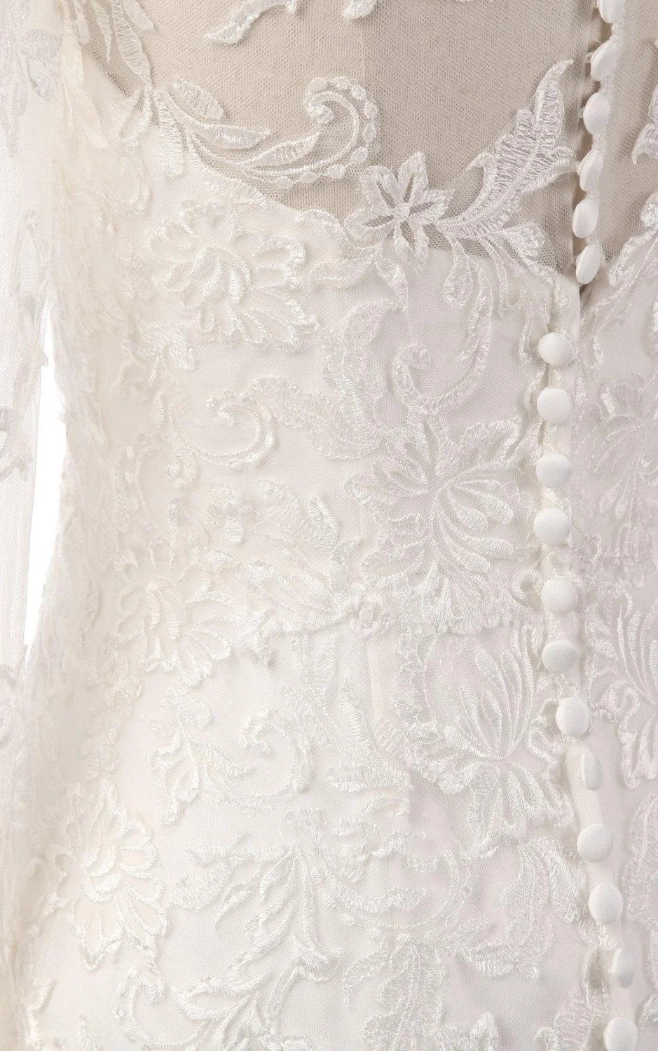 Uri | Mermaid Long Sleeve Lace Dress With Embroideries Illusion