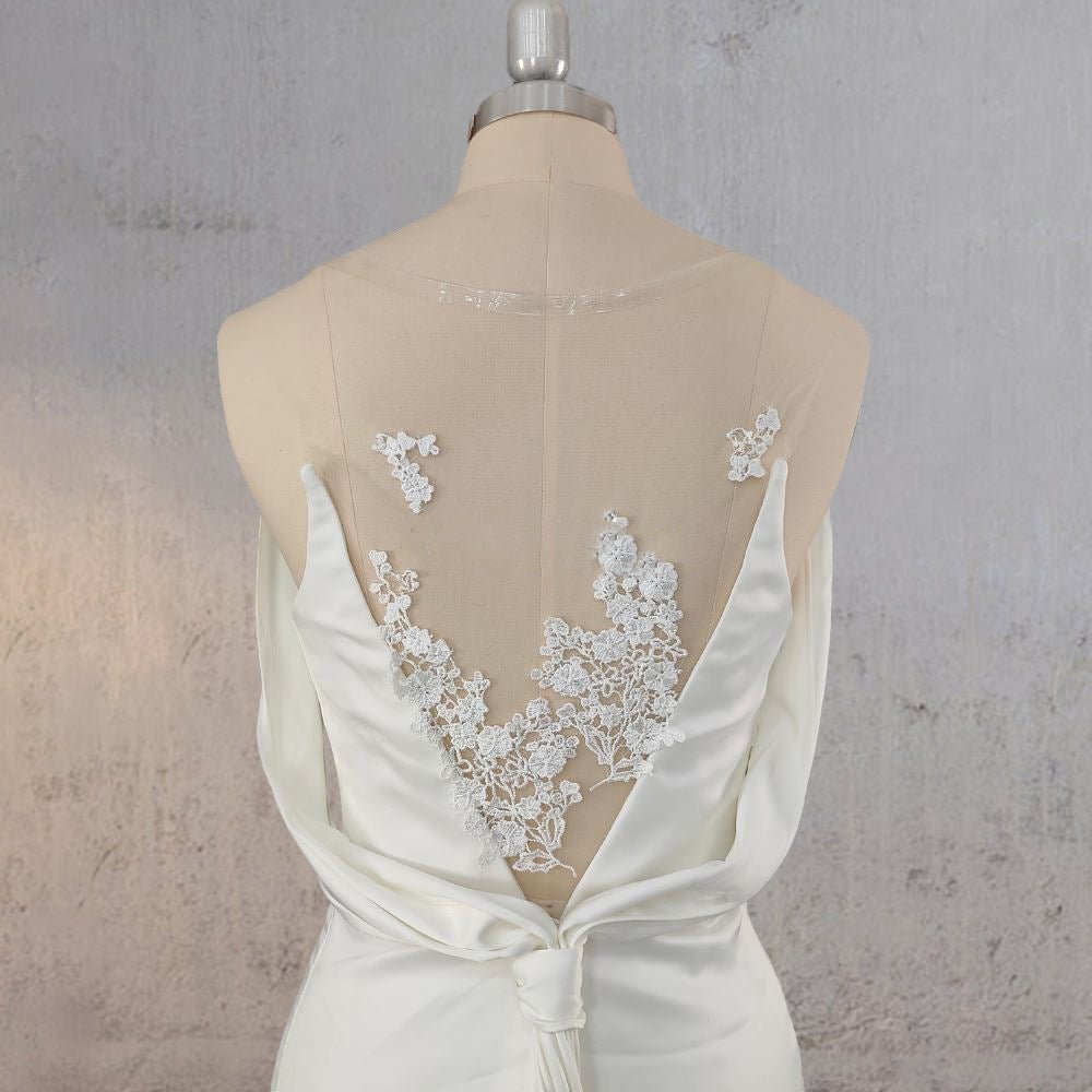 Mermaid Off Shoulder Appliqued Wedding Dress with Backless