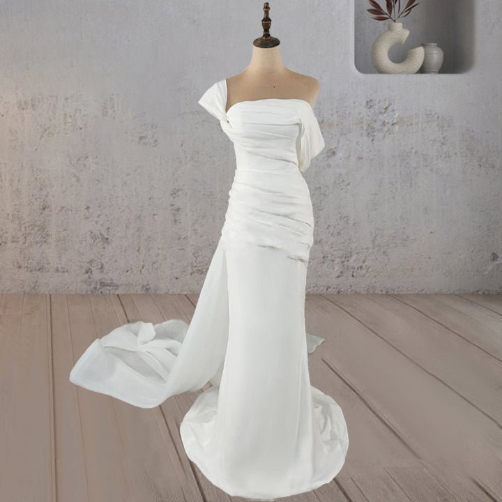 Mermaid Ruched Off-Shoulder Beauty Wedding Dress with Train
