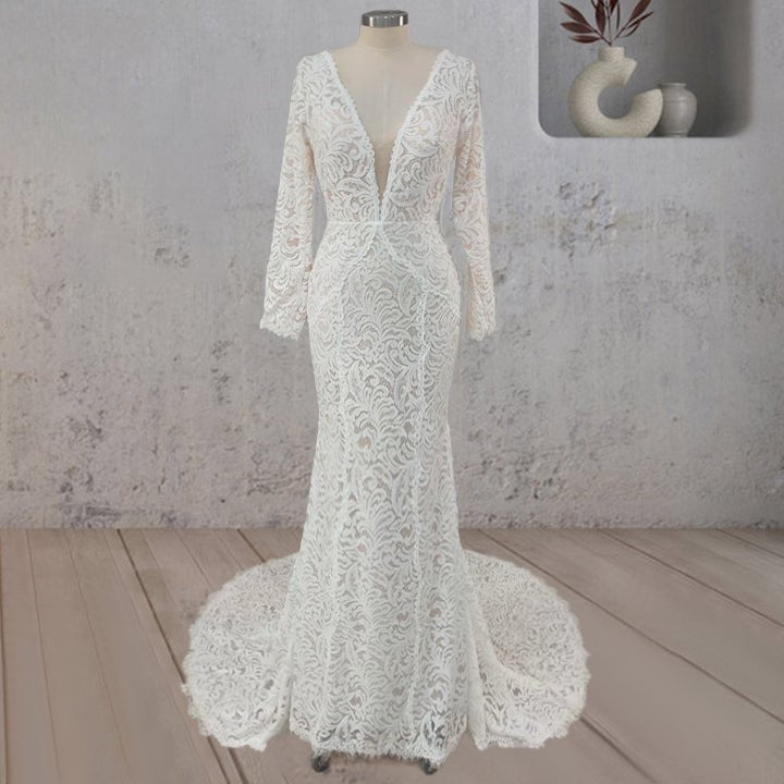 Mermaid Whisper Lace Embroidery Bridal Gown Wedding Dress