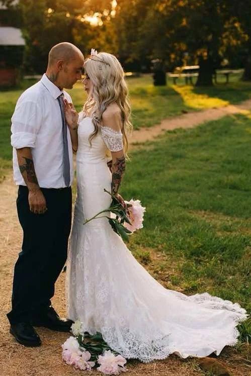 Tulle Satin Bowed Lace Zipper Wedding Dress